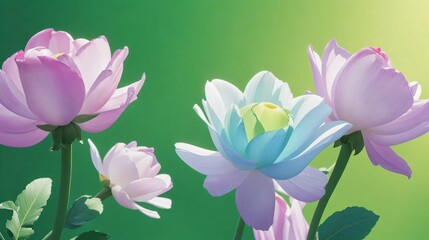 Obraz premium 緑と花をテーマにした抽象的なアート/Abstract art of green and flower