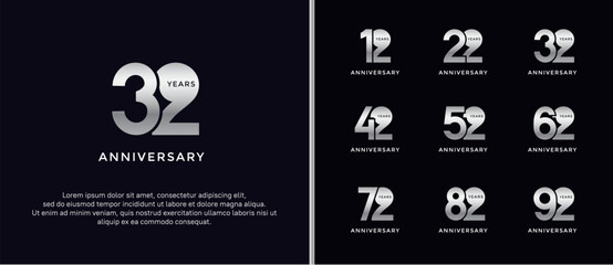 anniversary logo style set with silver color can be use for celebration moment