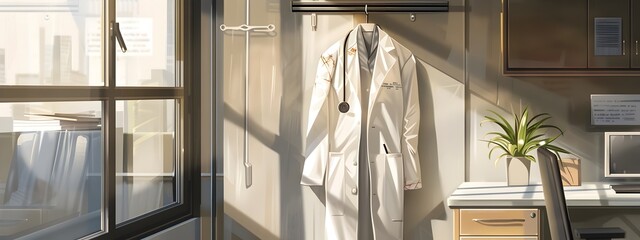 White Coat Hanging on a Hook A Silent Testimony to the Medical Profession