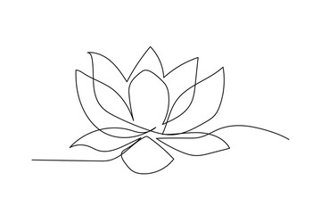 Continuous line drawing of lotus flower. One line drawing background. Vector illustration. Lotus flower continuous line.