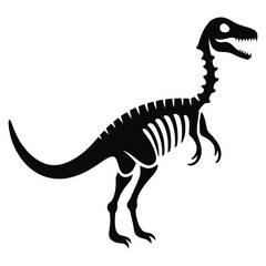 Stylish silhouette dinosaur skeletons,dinosaur bones. Triceratops, Tyrannosaurus, Brahiosaurus, Velociraptor, Stegosaurus, Parasaurolophus. isolated on white background vector illustration