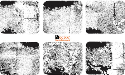  set black vector grunge background, vector illustration. Distress Overlay Texture, Black design elements isolated on white background.