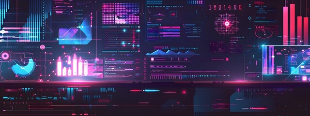 Obraz premium Machine Learning Model Analyzing Complex Data Sets in a Futuristic Visualization
