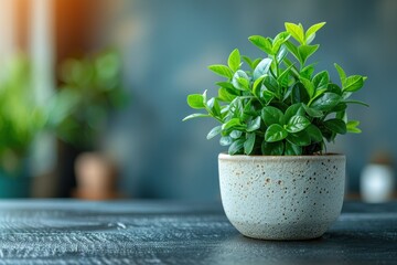 A small pot placed on the table in the living room of the house