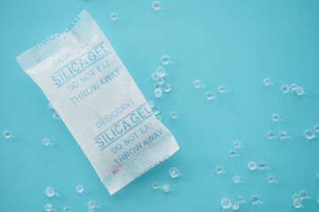 Packet With Silica Gel on table ,