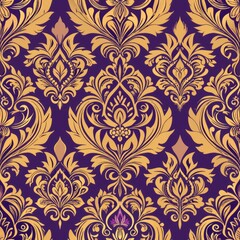 Seamless pattern of royal damask patterns with geometric shapes and patterns, adding a modern twist to a classic design, Generative AI