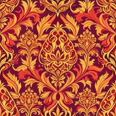 Seamless pattern of royal damask patterns with geometric shapes and patterns, adding a modern twist to a classic design, Generative AI