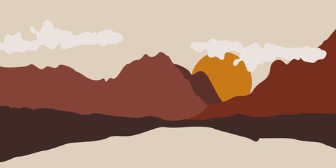 Abstract Mountain Landscape Background Vector Illustration
