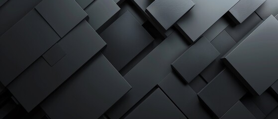 Abstract black 3d square blocks background. Black cubes abstract background. Random mosaic shapes. Geometric backdrop. Futuristic interior concept. Square tiles. Business or corporate design element.