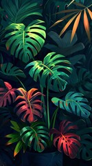 monstera plant background illustration	