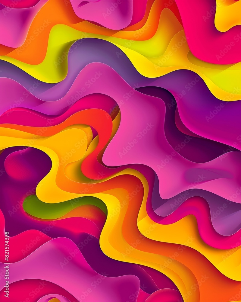 Poster vibrant abstract melting forms: a colorful digital art piece for modern visual design, ideal for tec
