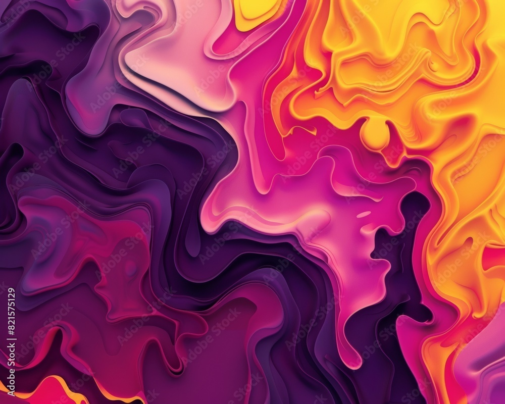 Poster abstract digital art depicting melting patterns in vivid colors for modern decor