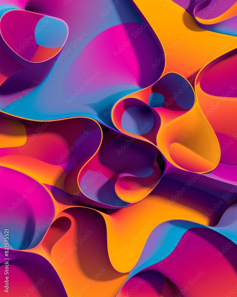 Poster Vibrant Abstract Digital Art with Flowing Melting Forms in Bright Colors for Creative Website and App Visuals