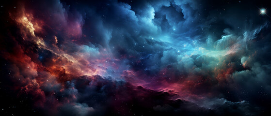 Fototapeta premium Distant galaxy with vibrant nebula and stars in deep space