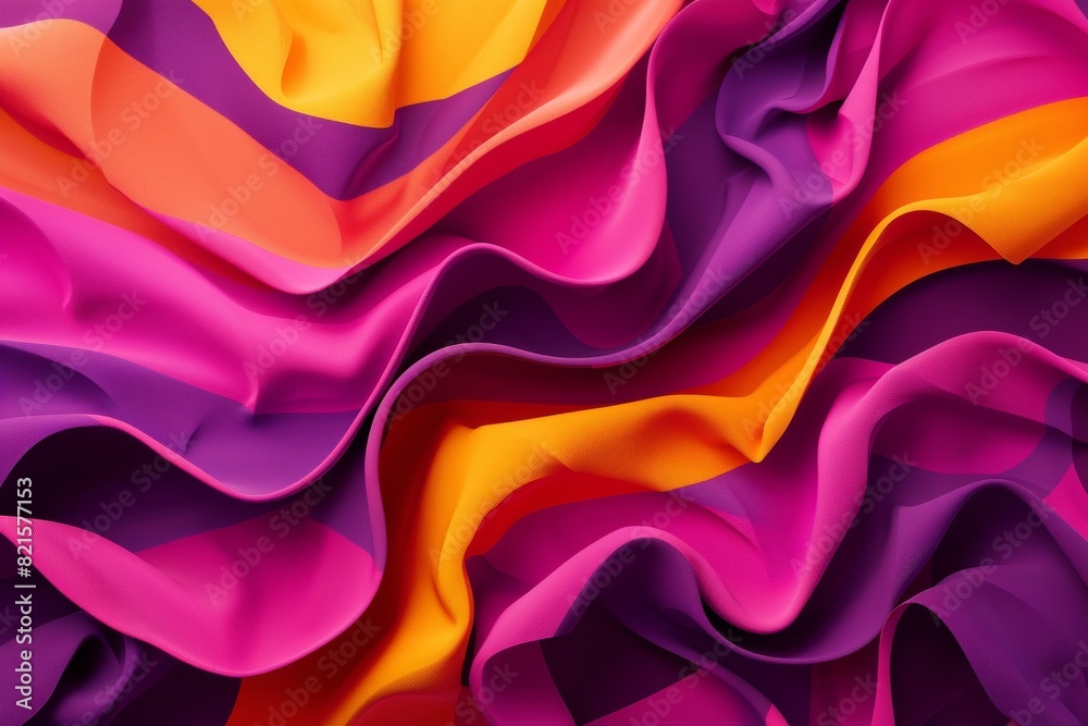 Aufkleber dynamic draped fabric with melting pattern design in vibrant colors, contemporary textile art