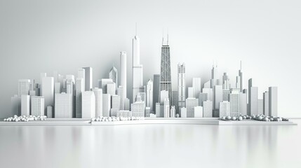 Fototapeta na wymiar 3d illustration of chicago city with white material