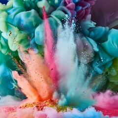 colorful powder splatter in the air