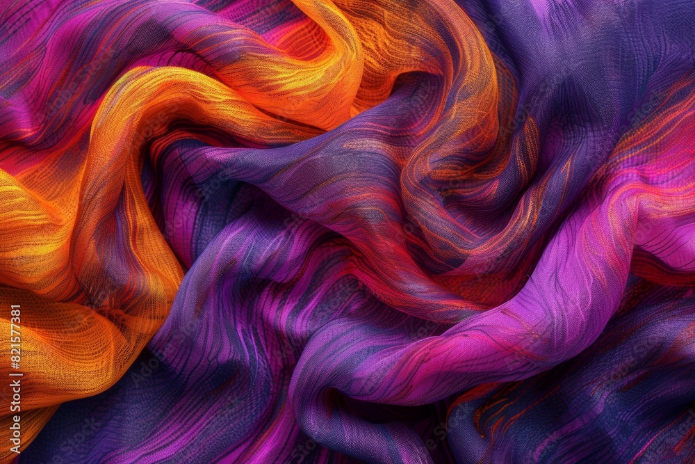 Aufkleber Mesmerizing Abstract Melting Patterns on Vibrant Fabric: A Detailed Close-up Capturing Fluid Textures and Colors