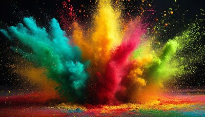 colorful powder splatter in the air