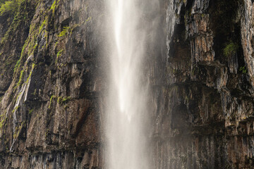 Mountain waterfall, Wawushan National Forest Park, Meishan city, Sichuan province, China