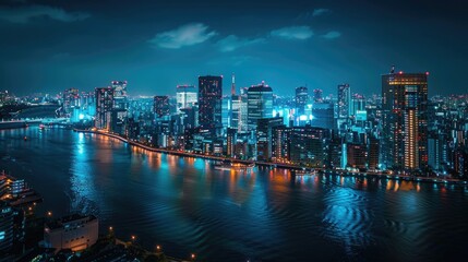 Fototapeta premium A stunning view of a city at night. 