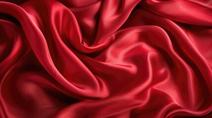 Obraz premium A luxurious red silk fabric with a soft, flowing drape.