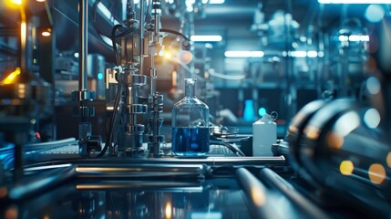 Fototapeta premium Exciting future lab scene with advanced scientific equipment, close-up view, high-tech environment with vibrant energy, well-lit for clarity