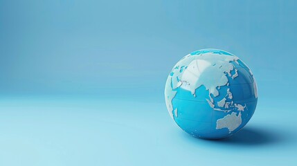 Blue globe  earth map 3D on blue background  business