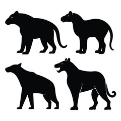 Set of Archaeotherium black Silhouette Vector on a white background