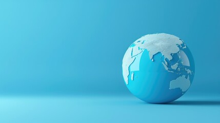 Blue globe  earth map 3D on blue background  business