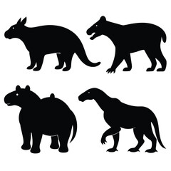 Set of Archaeotherium black Silhouette Vector on a white background