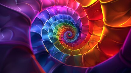 a colorful design with a spiral pattern background