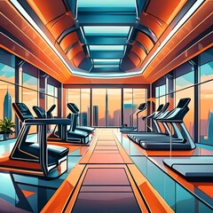 A stunning a futuristic gym, filled with state-of-the-art equipment and sleek design elements
