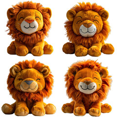 Cute lion doll isolated on transparent background ,generative ai