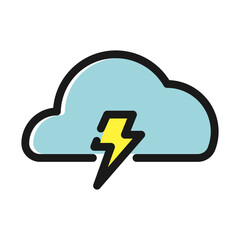 Weather forecast icon, thunderstorm and cloud overcast icon vector.