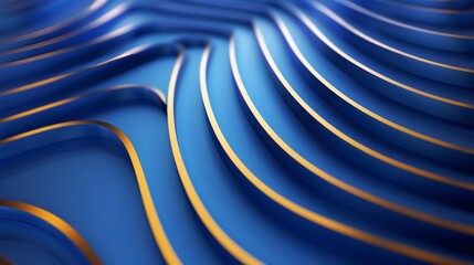 Smooth, wavy blue lines with golden accents creating a sleek, modern abstract design.