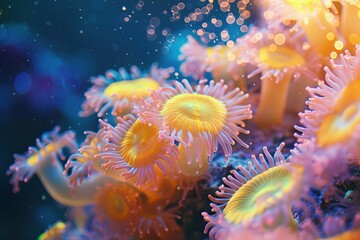 Fototapeta premium Coral polyps, space for text