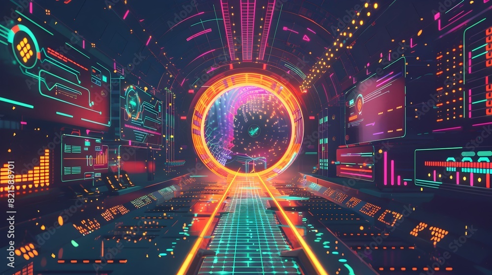 Poster quantum cryptography system securely protecting data with unbreakable encryption and nanopunk