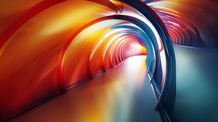 Colorful futuristic tunnel with vibrant lighting and smooth curves