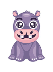 cute hippo seated animal