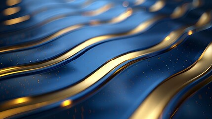 Luxurious golden and blue waves with a smooth and flowing texture