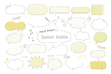シンプルな手描き風吹き出し素材セット【イエロー文字なし】