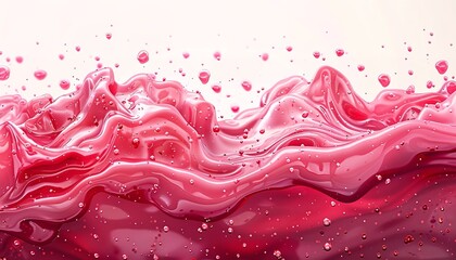 An attractive image of crimson strawberry jam or confiture flowing on a white background with room for advertisement, Generative AI.