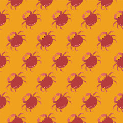 Seamless pattern of crabs in vector backgrounds, fabrics, wallpapers, wrappers, backdrops, etc	