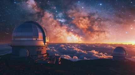 Majestic Observatory Gazing into the Captivating Cosmos Atop Scenic Mountain Peak