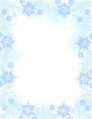 christmas background with snowflakes border, snowfall frame
