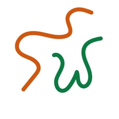 Fototapeta premium Green orange squiggly lines decoration 