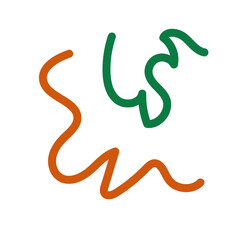 Green orange squiggly lines decoration 