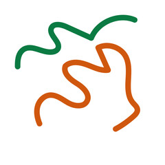 Fototapeta premium Green orange squiggly lines decoration 