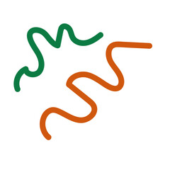 Green orange squiggly lines decoration 